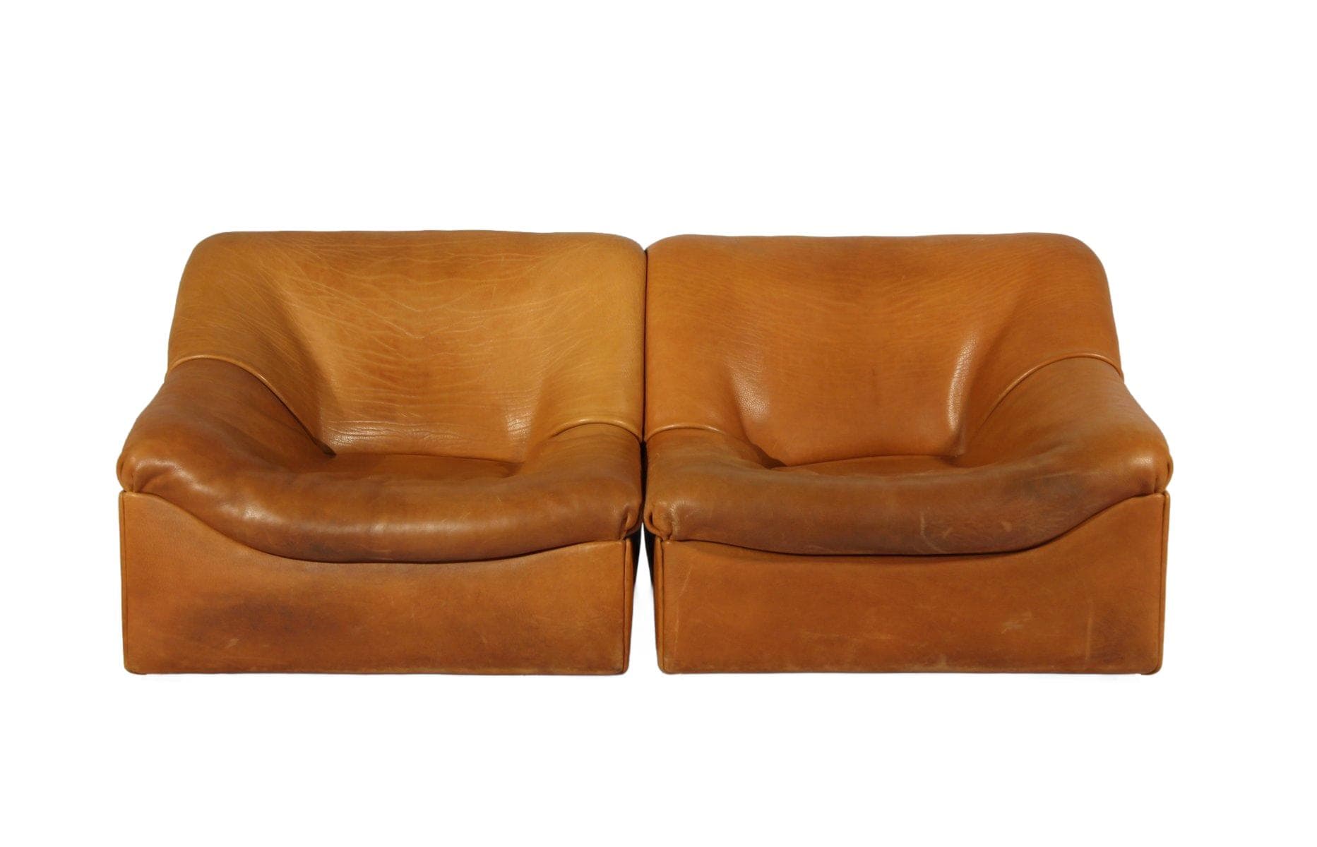 Pair of DS-46 lounge chairs de Sede, brown, natural leather