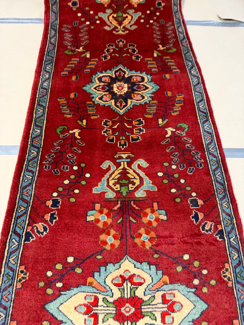 Chodnik Keshan 440x84 cm, czerwony, wełna, Iran - 184026