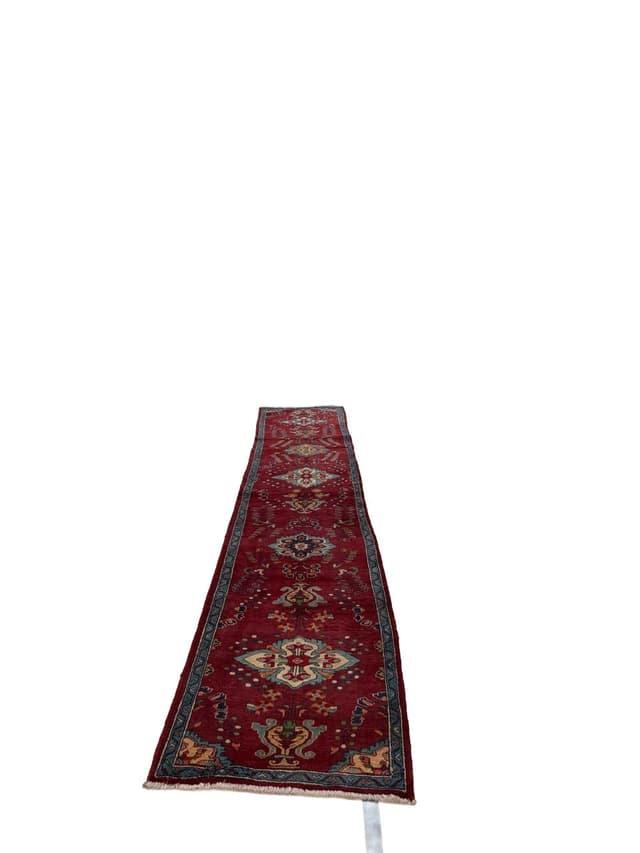 Chodnik Keshan 440x84 cm, czerwony, wełna, Iran - WYMIARY