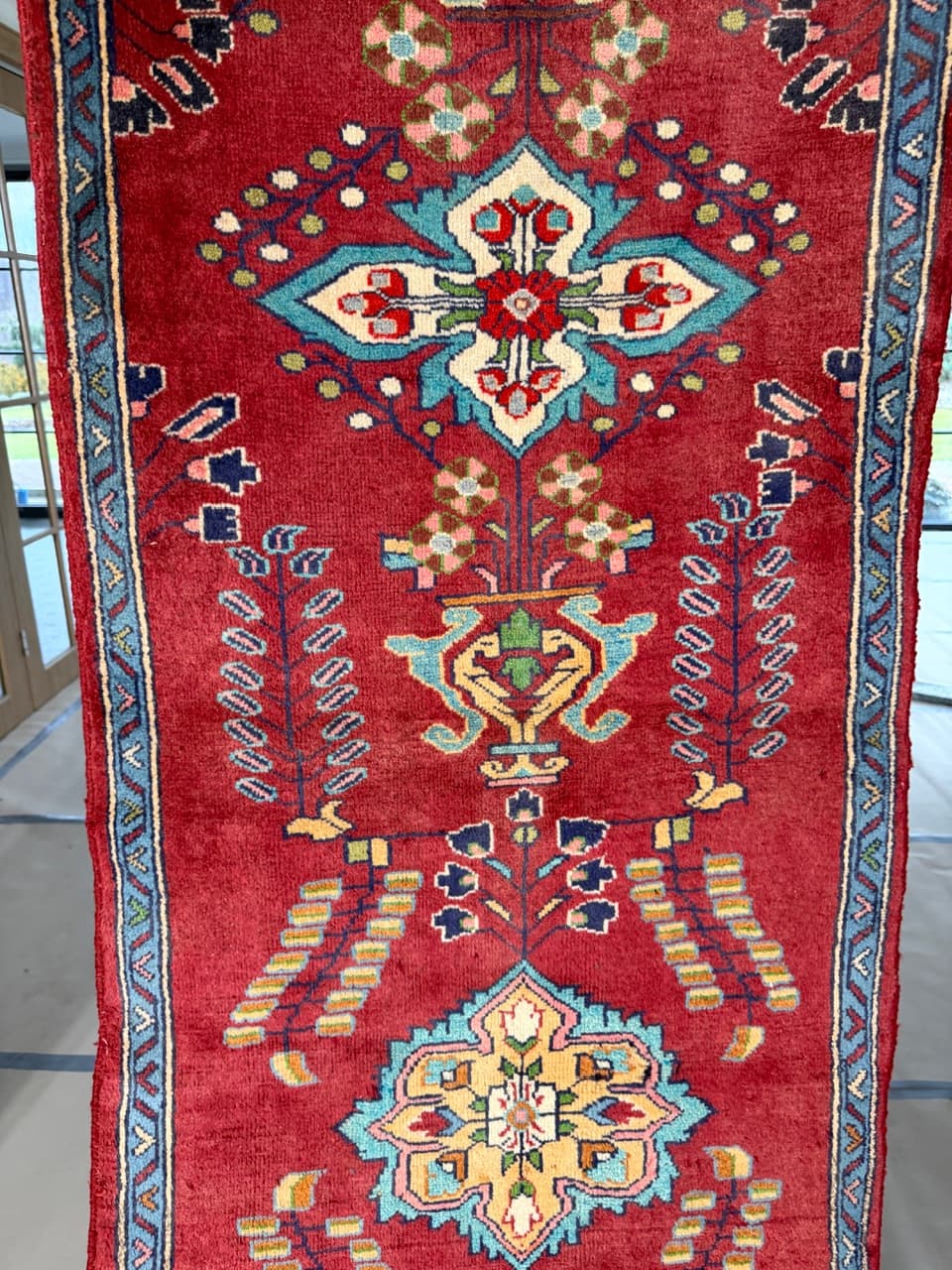Chodnik Keshan 440x84 cm, czerwony, wełna, Iran - 184030