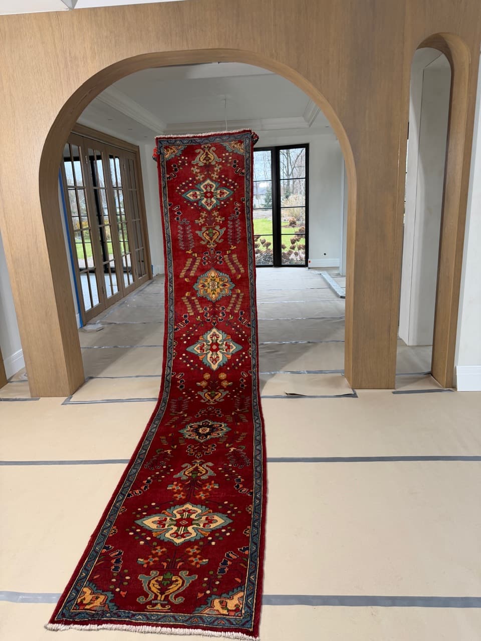 Chodnik Keshan 440x84 cm, czerwony, wełna, Iran - 184023