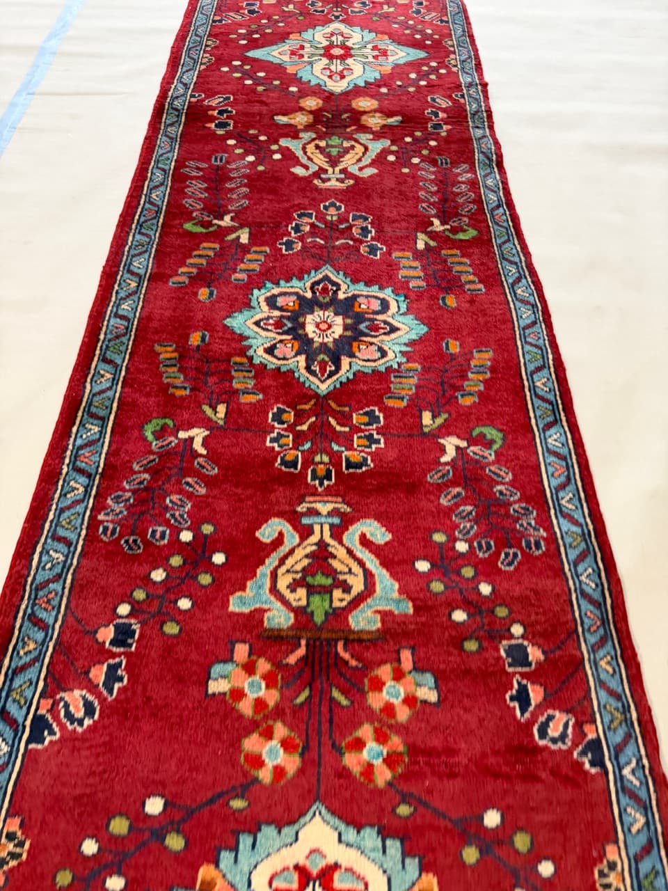 Chodnik Keshan 440x84 cm, czerwony, wełna, Iran - 184020