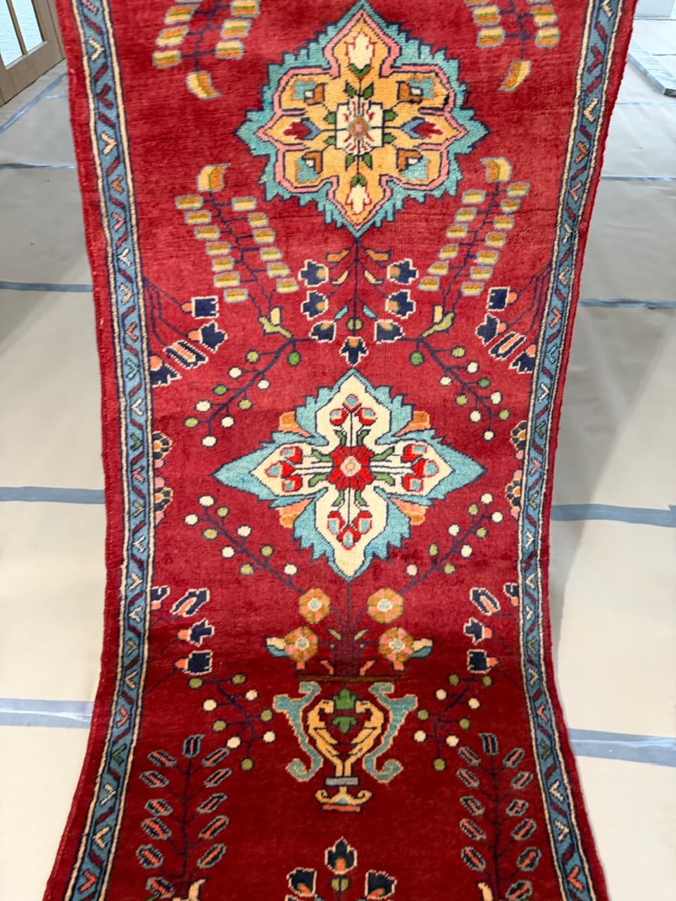 Chodnik Keshan 440x84 cm, czerwony, wełna, Iran - 184028