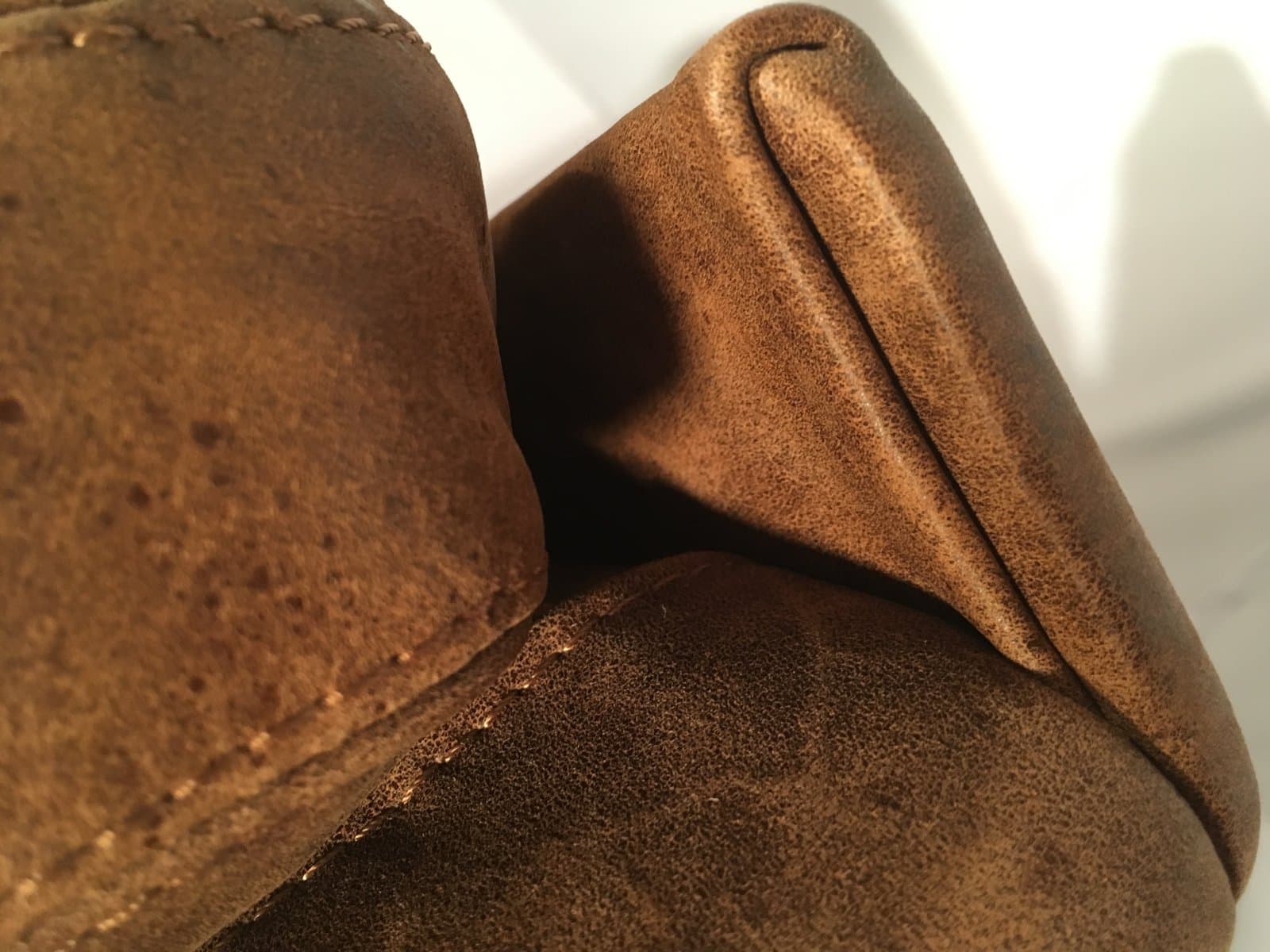 Swing lounge set – Sinus lounge chair and ottoman, brown, natural leather - 184543