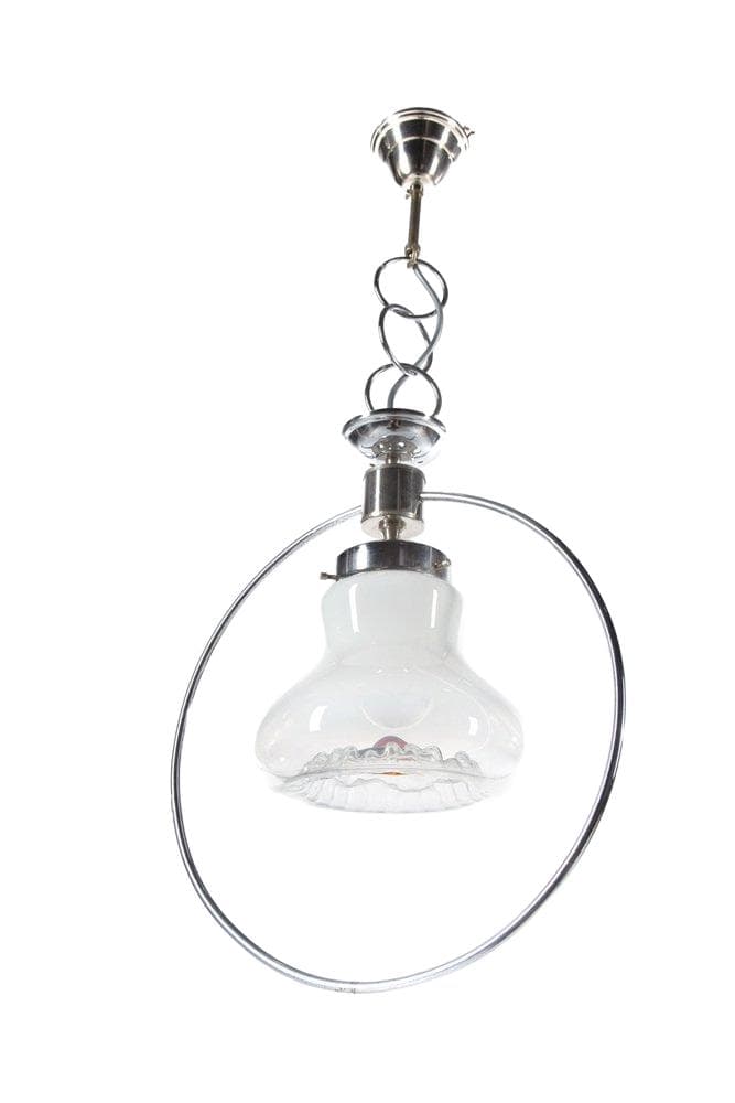 Pendant lamp Mazzega, white, glass