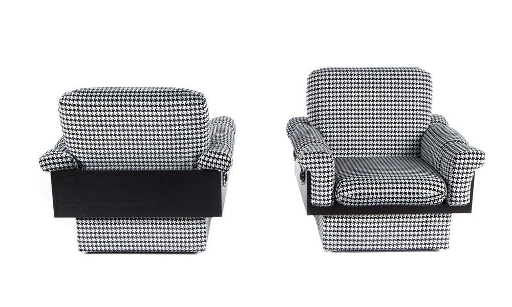 pair of Drevotar lounge armchairs, black and white, fabric - 184454