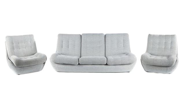 Zestaw wypoczynkowy Atlantis 3 części, szary, tkanina, Jitona, lata 70. - WYMIARY