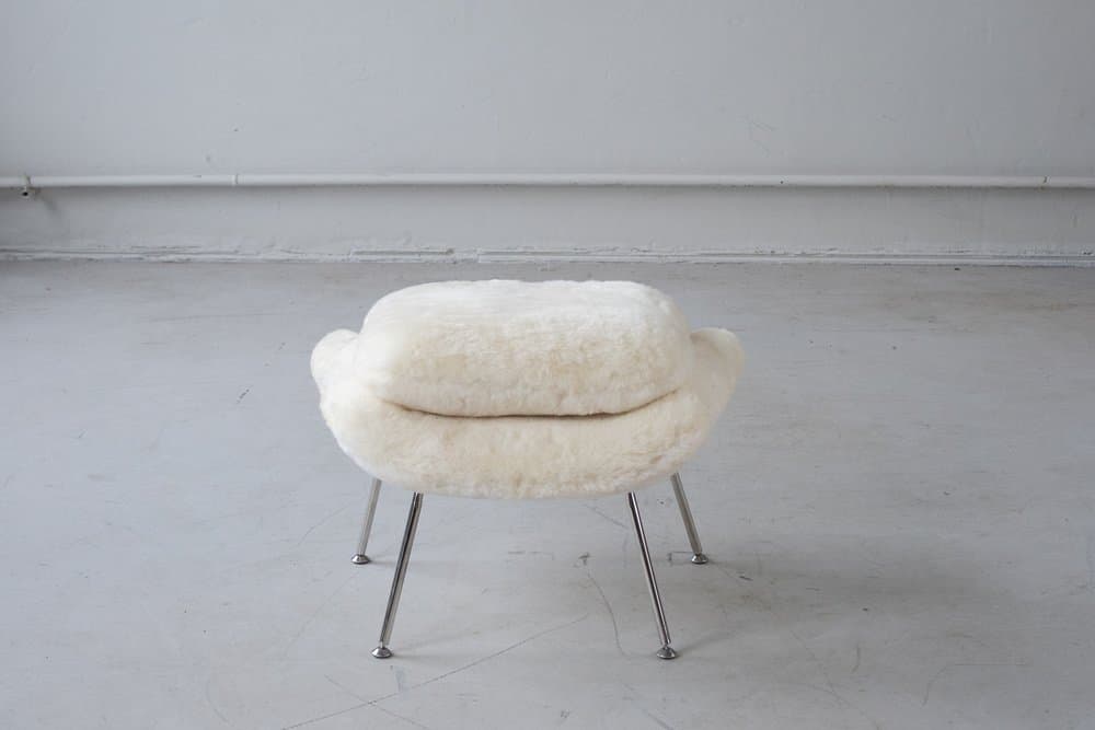 Set of Womb Chair and ottoman, white, fabric - 184422