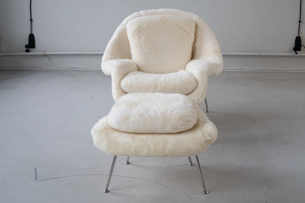 Set of Womb Chair and ottoman, white, fabric - 184415