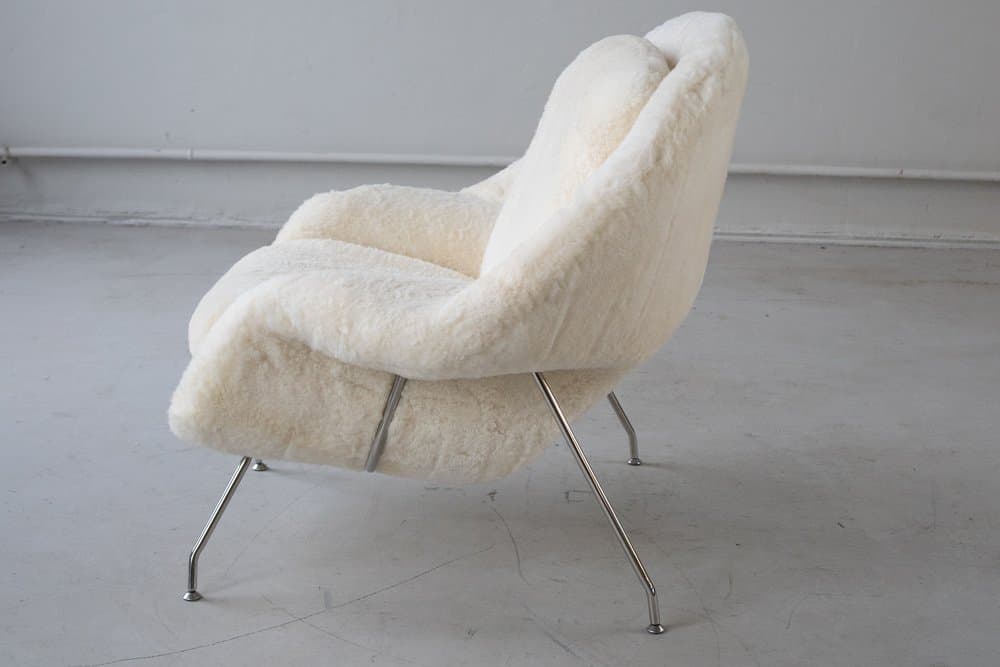 Set of Womb Chair and ottoman, white, fabric - 184419