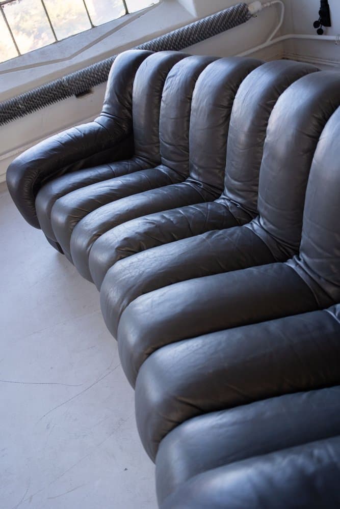 Zestaw wypoczynkowy DS-600 Non Stop, czarny, skóra naturalna, proj. E. Peduzzi Riva, de Sede, lata 70. - 184405