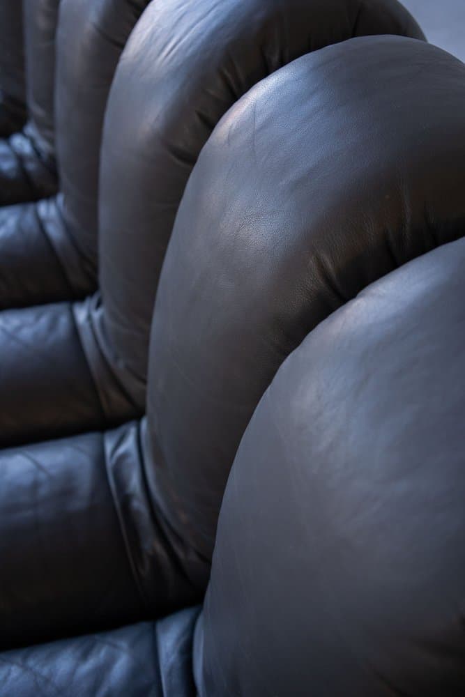 Zestaw wypoczynkowy DS-600 Non Stop, czarny, skóra naturalna, proj. E. Peduzzi Riva, de Sede, lata 70. - 184407