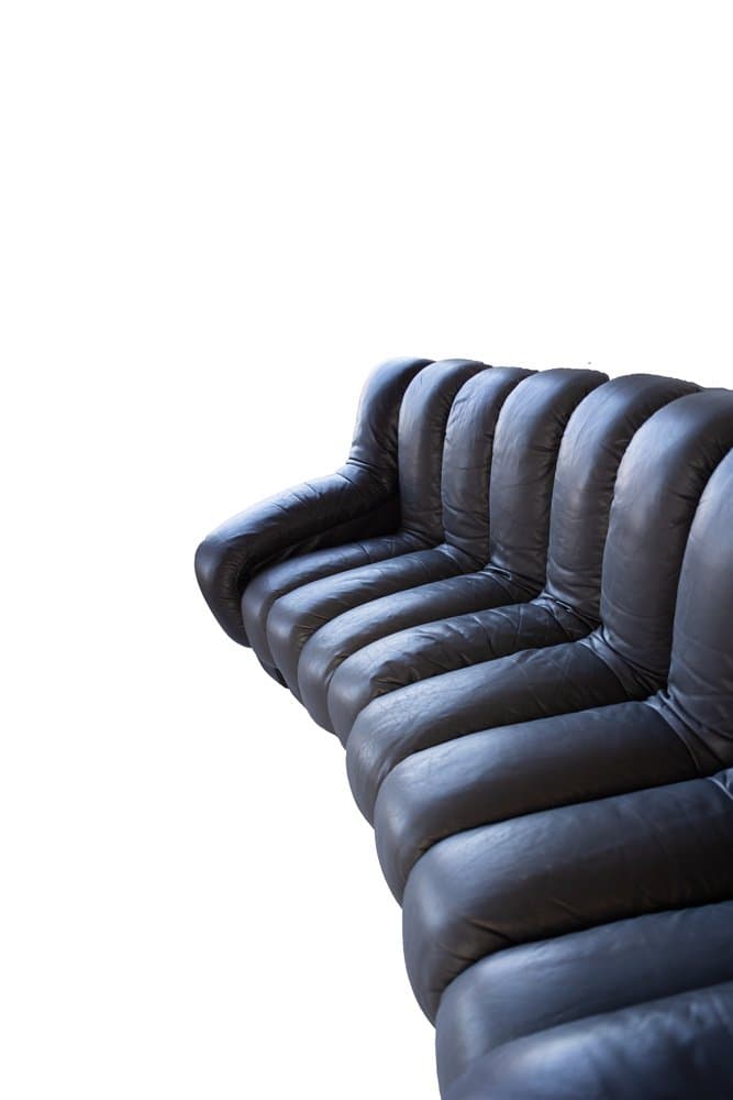 Zestaw wypoczynkowy DS-600 Non Stop, czarny, skóra naturalna, proj. E. Peduzzi Riva, de Sede, lata 70. - 184402