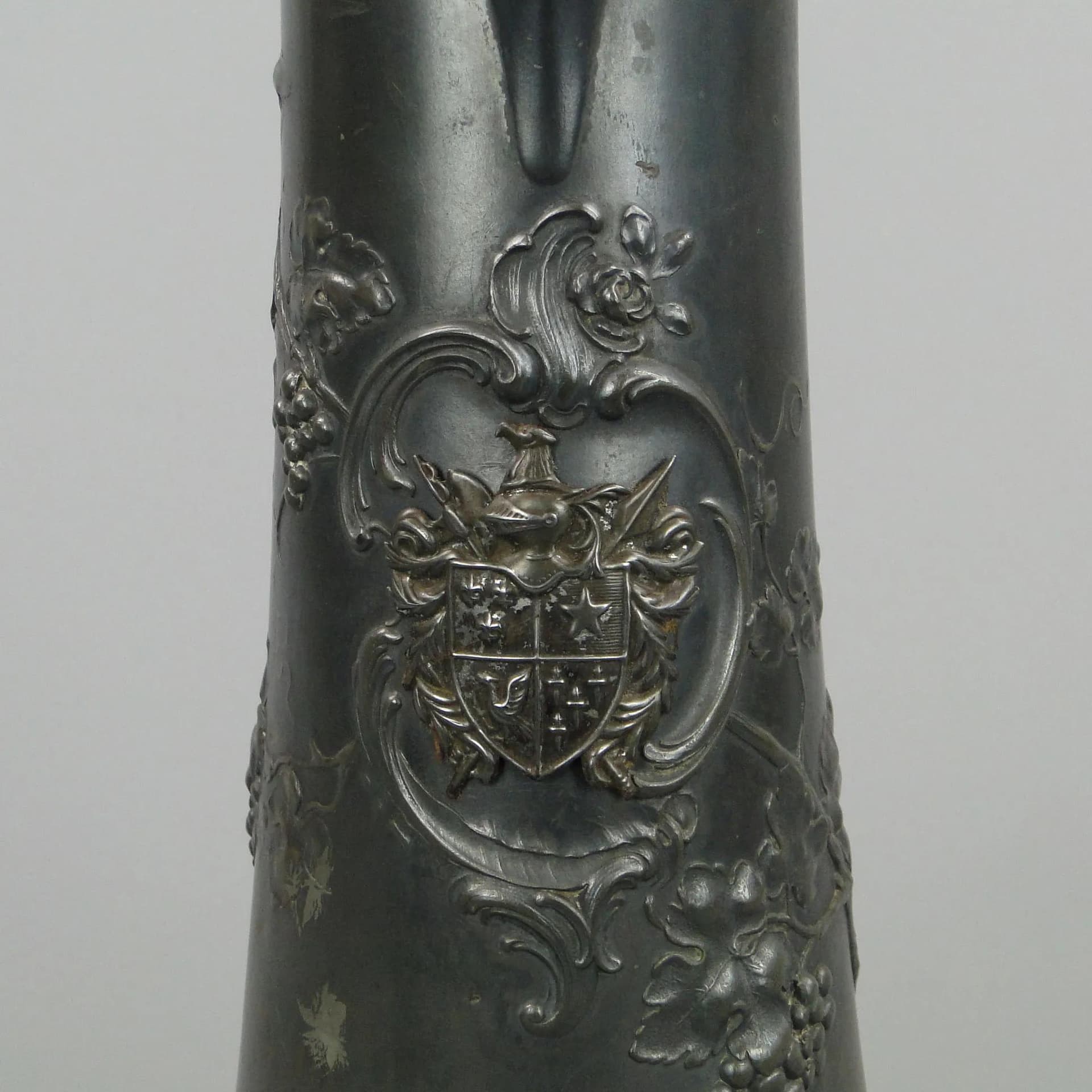 Dzban wino rococo, cyna platerowana szary, WMF, Niemcy, XIX w. - 12756