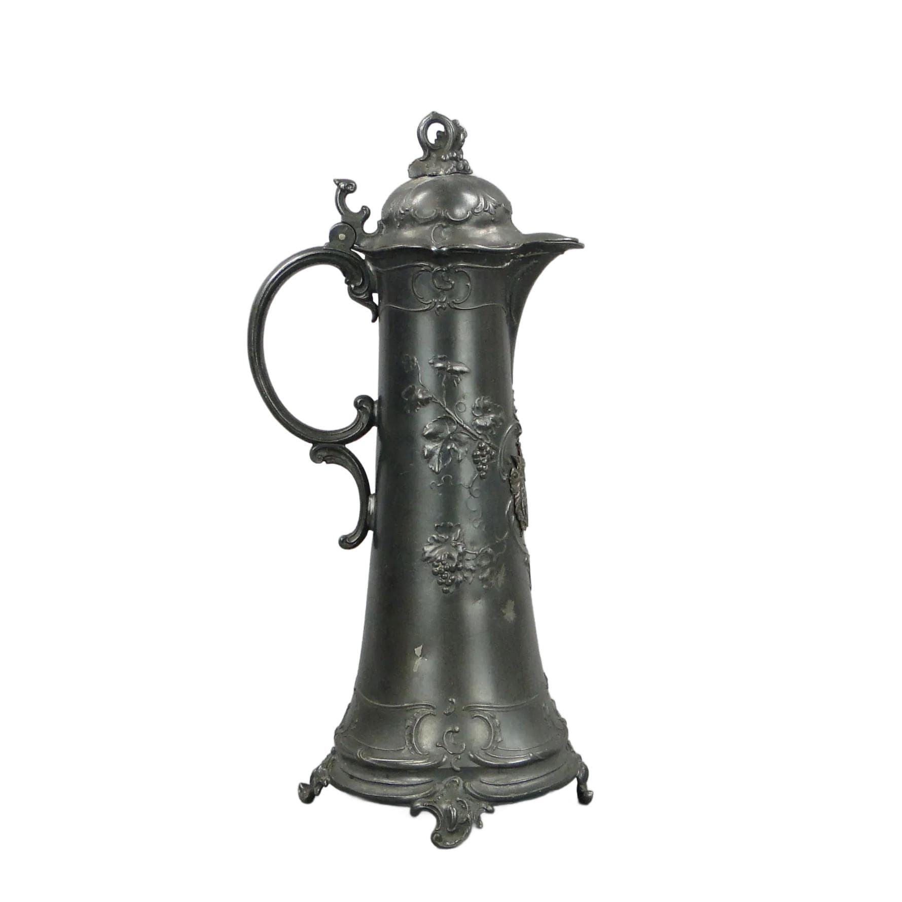 Dzban wino rococo, cyna platerowana szary, WMF, Niemcy, XIX w.