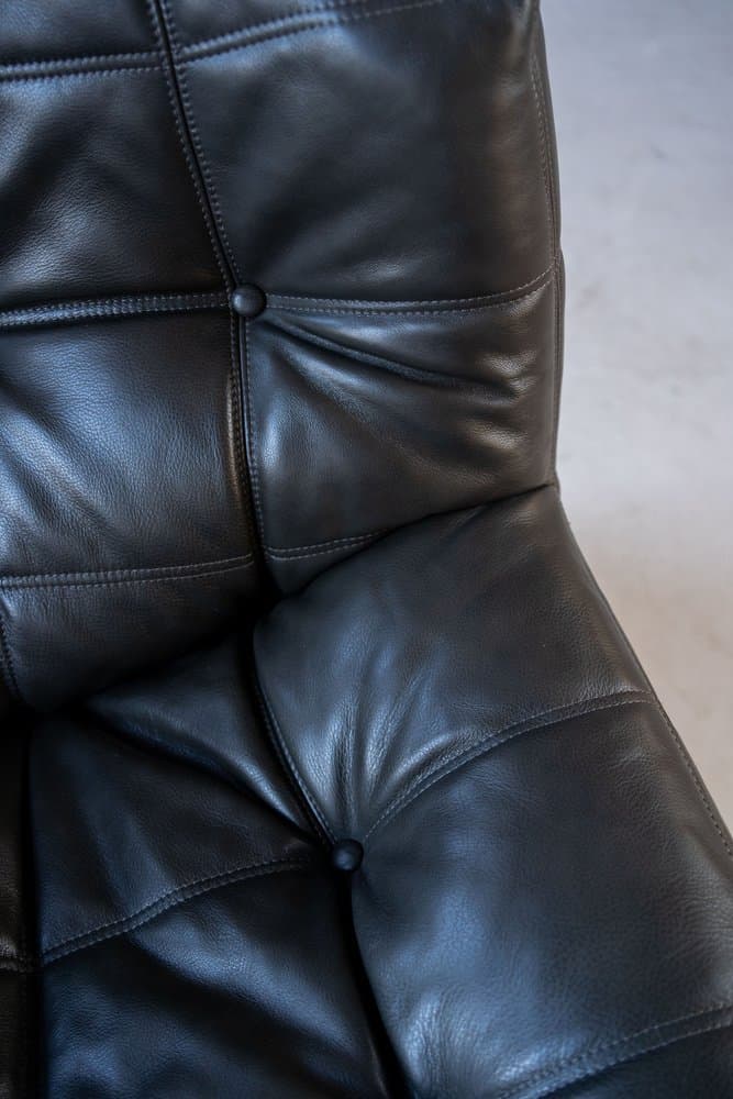 Kashima living room set 3 pieces, black, natural leather - 184373