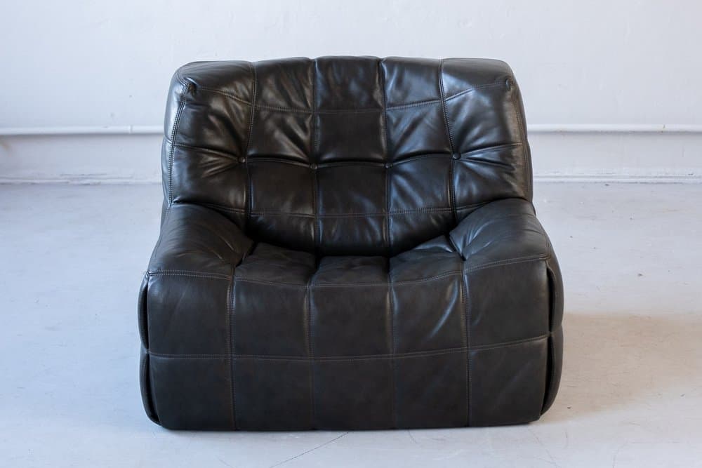 Kashima living room set 3 pieces, black, natural leather - 184375