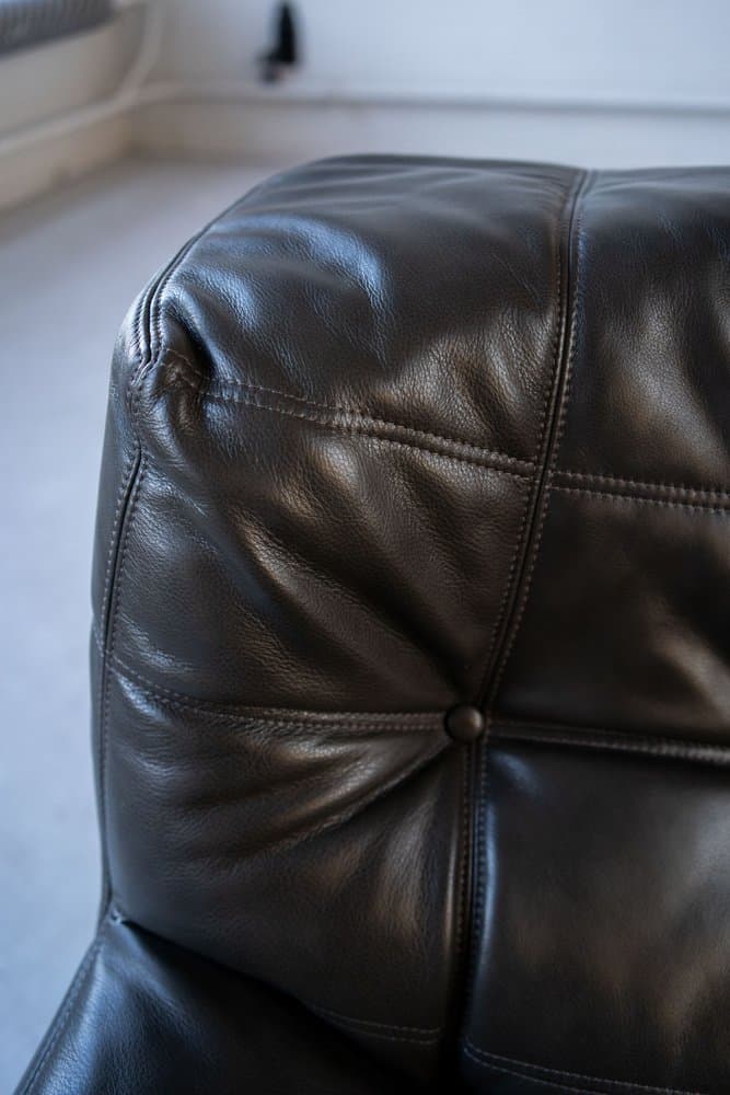 Kashima living room set 3 pieces, black, natural leather - 184376