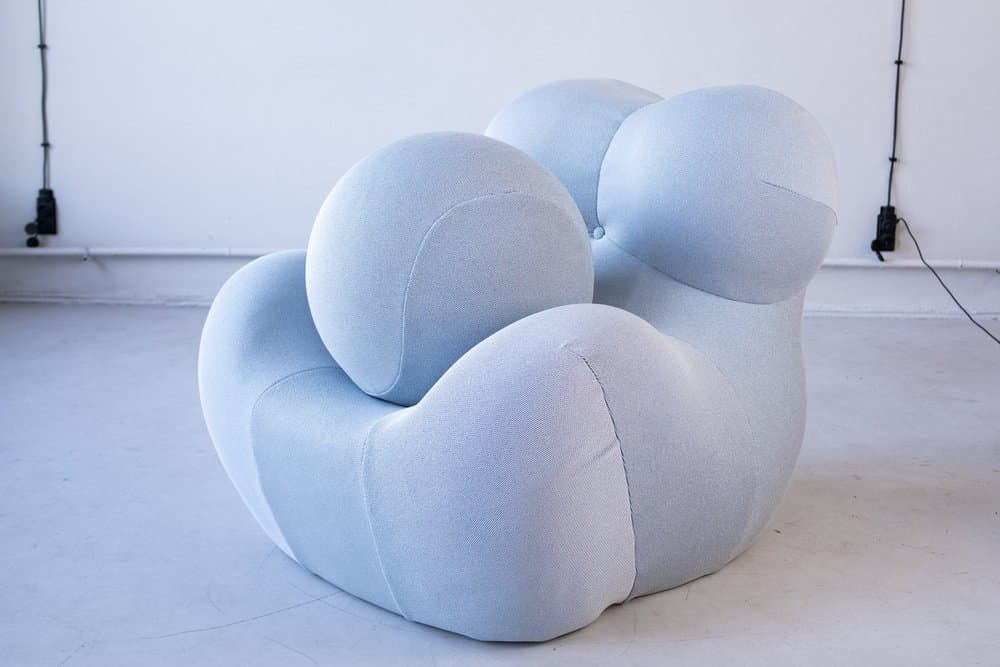 Big Mama Up set: armchair with ottoman, blue, fabric - 184329