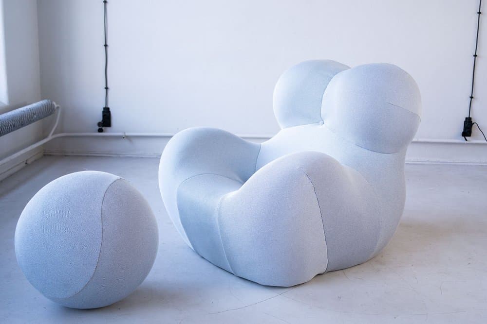 Big Mama Up set: armchair with ottoman, blue, fabric - 184326