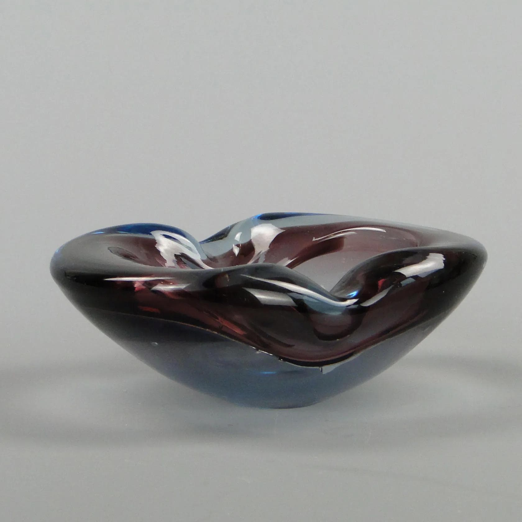 Decorative bowl, Mandruzzato, multicolor crystal glass, by F. Poli, Italy, 1950s - 12744