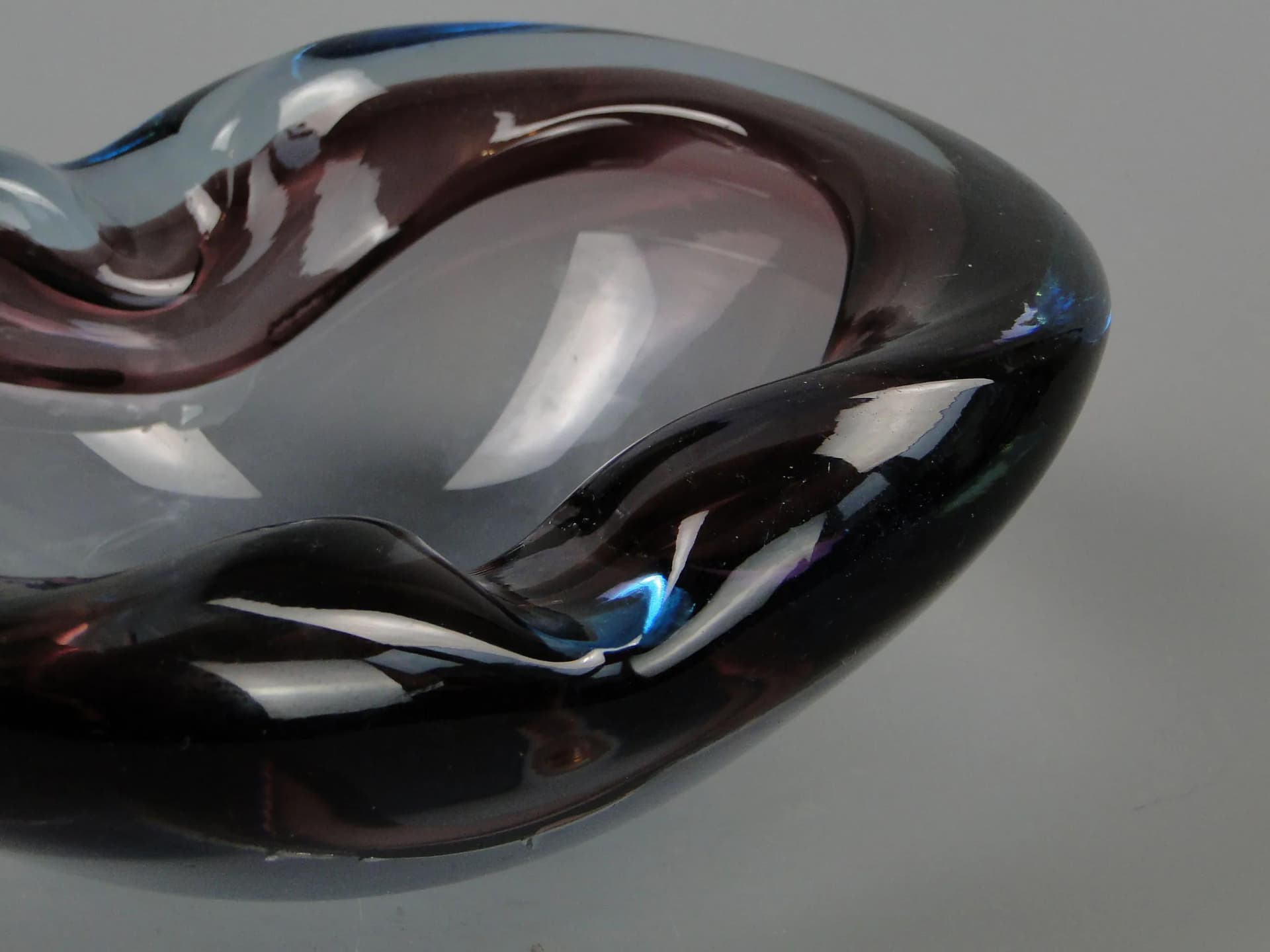 Decorative bowl, Mandruzzato, multicolor crystal glass, by F. Poli, Italy, 1950s - 12743