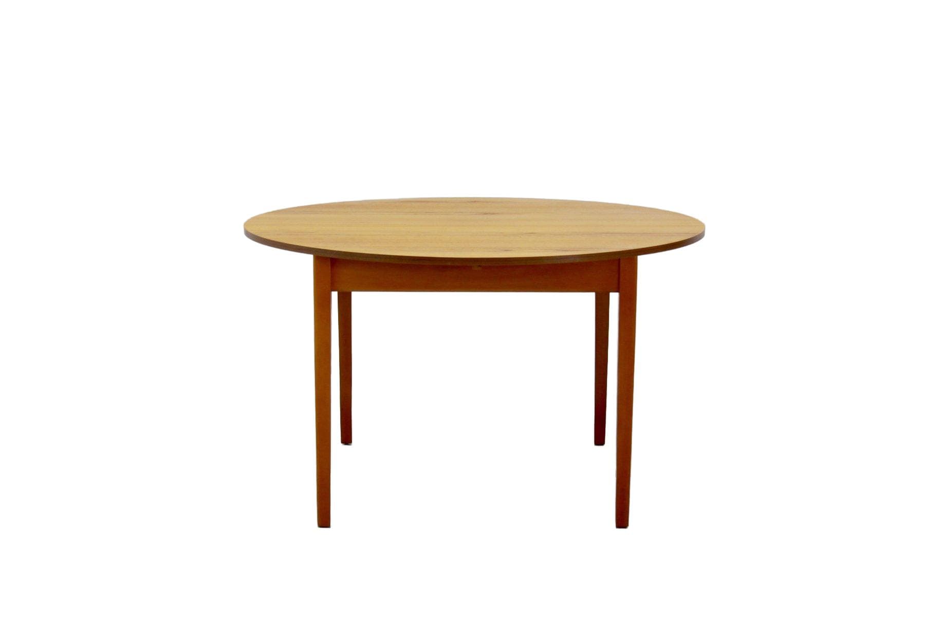 Round extendable dining table, brown, teak