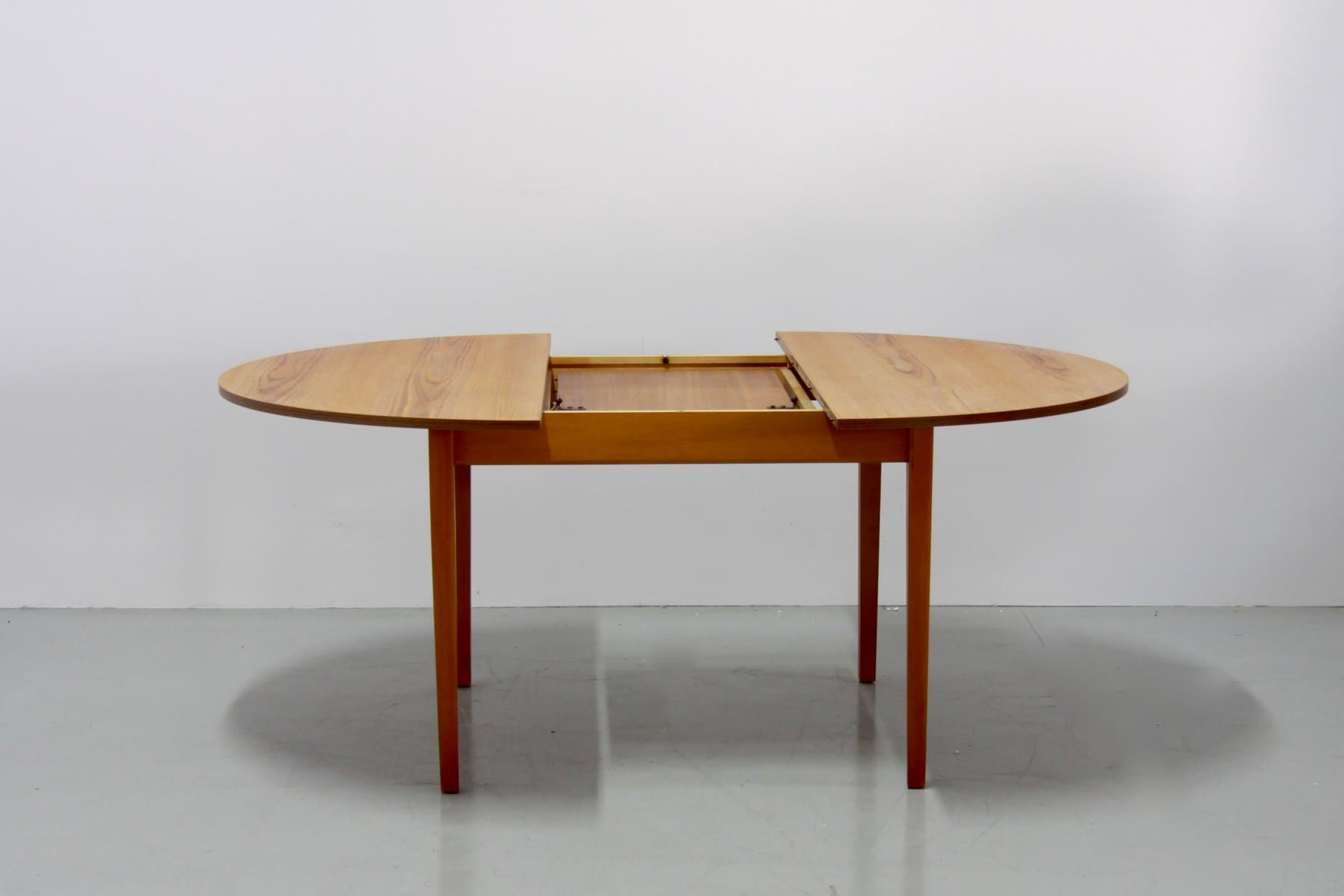 Round extendable dining table, brown, teak - 184189