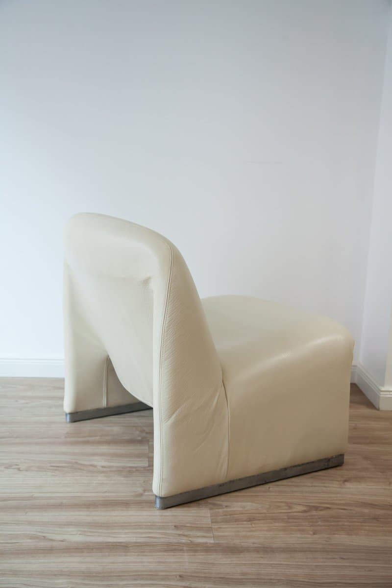 Set of 4 Alky lounge chairs, beige and brown, dollaro natural leather - 184179