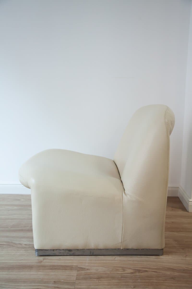 Set of 4 Alky lounge chairs, beige and brown, dollaro natural leather - 184178