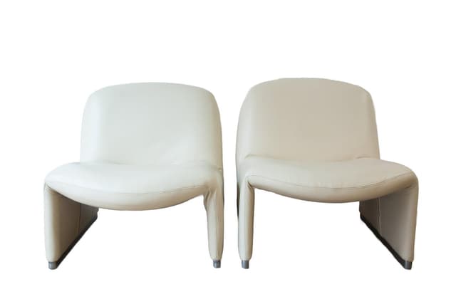 Set of 4 Alky lounge chairs, beige and brown, dollaro natural leather - DIMENSION