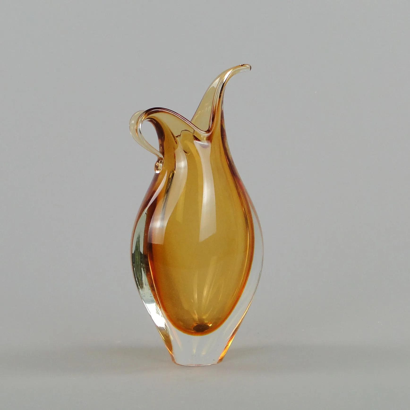 Wazon Mandruzatto, złoty, kryształ, Murano, Włochy, lata 50. - 12901