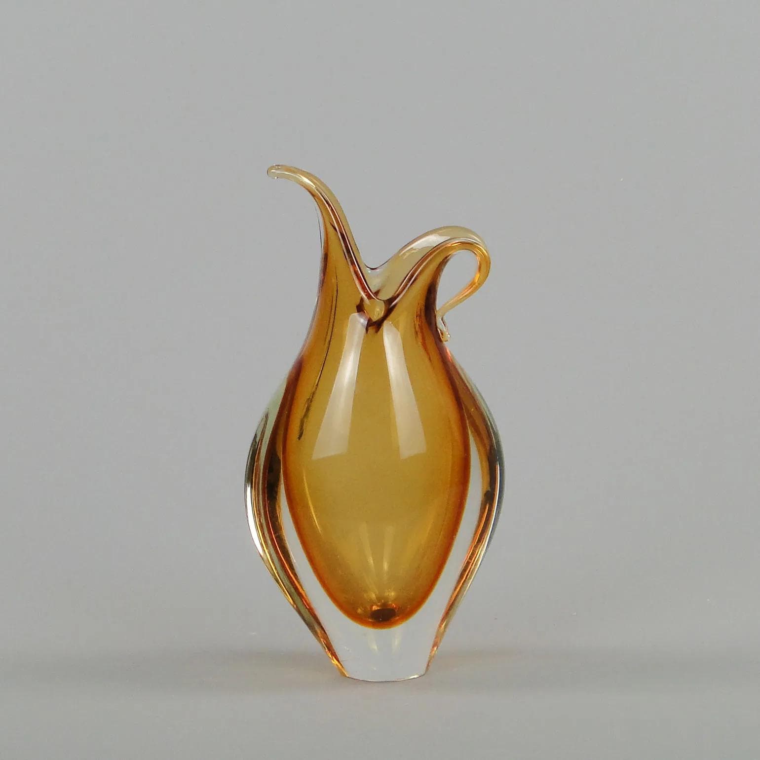 Wazon Mandruzatto, złoty, kryształ, Murano, Włochy, lata 50. - 12898