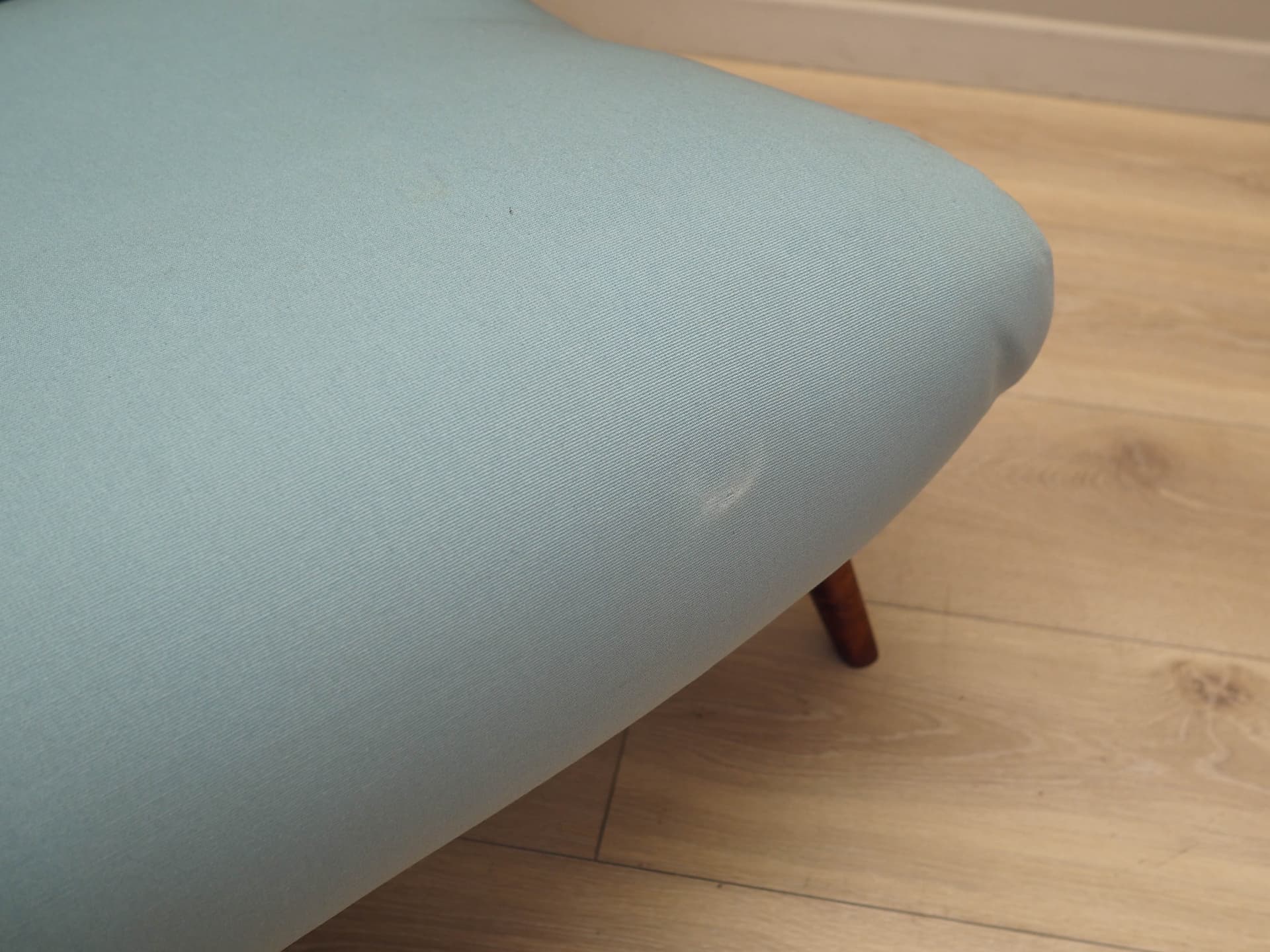 Sofa, turquoise fabric, beech, Italy, 1970s. - 184115