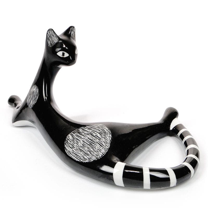 Figura Leżący kot, porcelana multikolor, proj. M. Naruszewicz, Polska, lata 50. - 184927