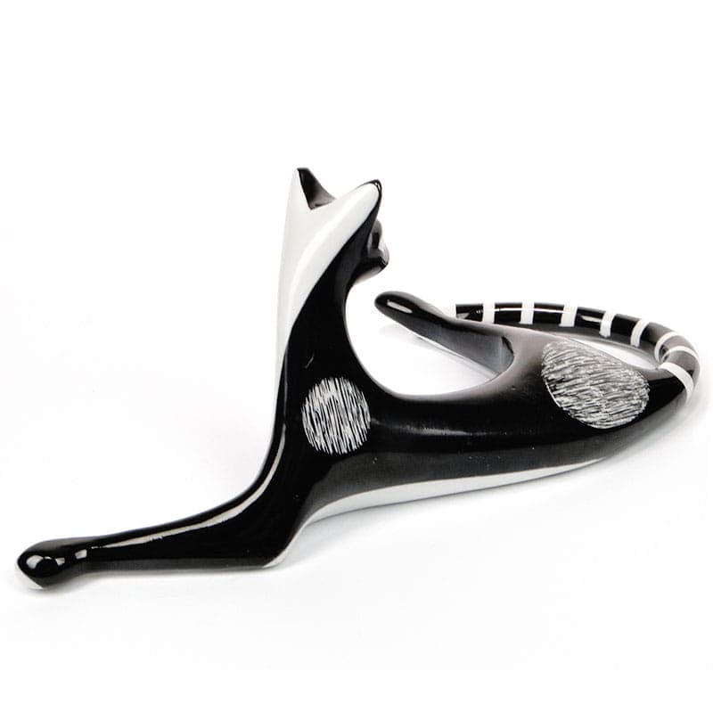 Figura Leżący kot, porcelana multikolor, proj. M. Naruszewicz, Polska, lata 50. - 184931