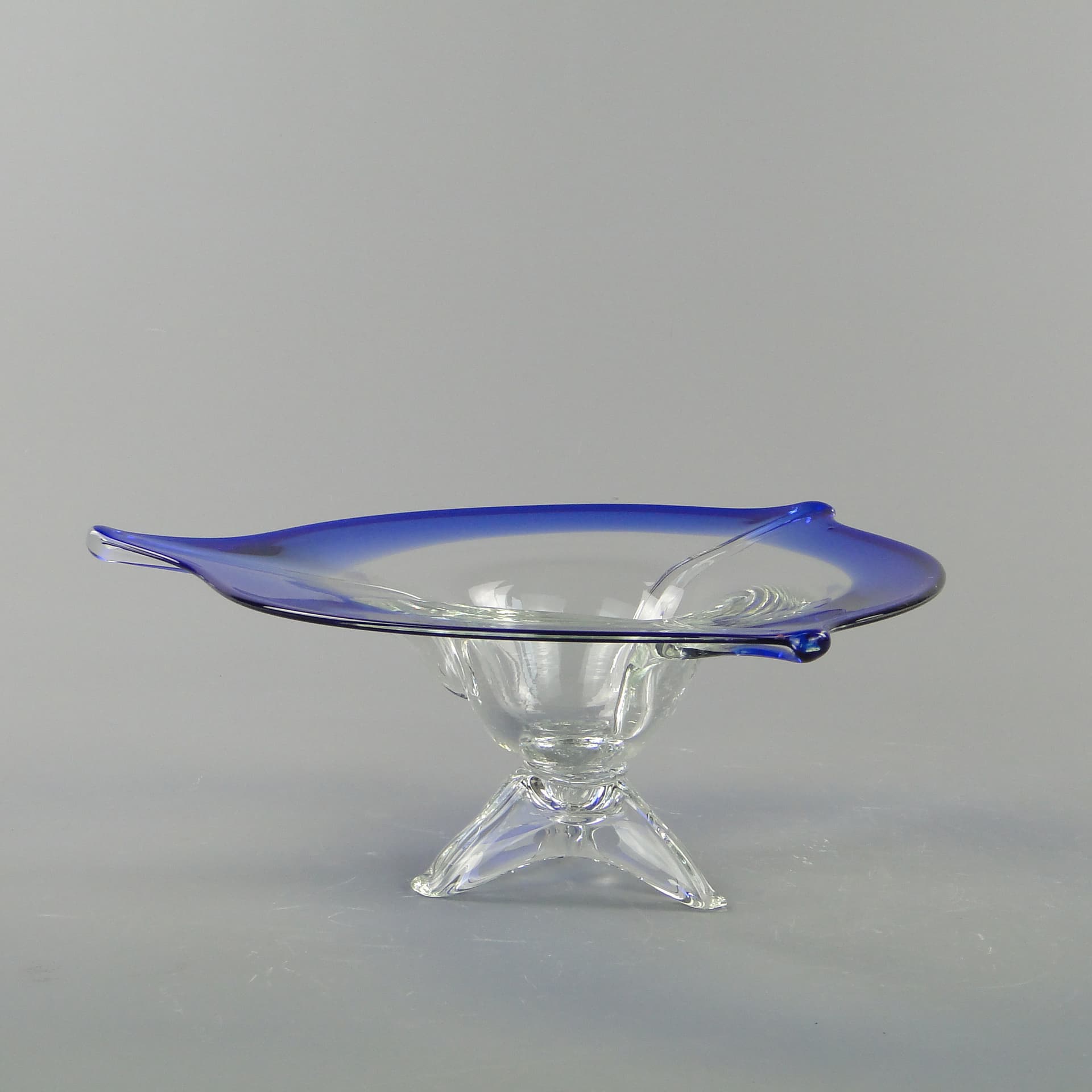 Bowl Hospodka, blue glass, by J. Hospodka, Czech Republic, 1960s. - 184935