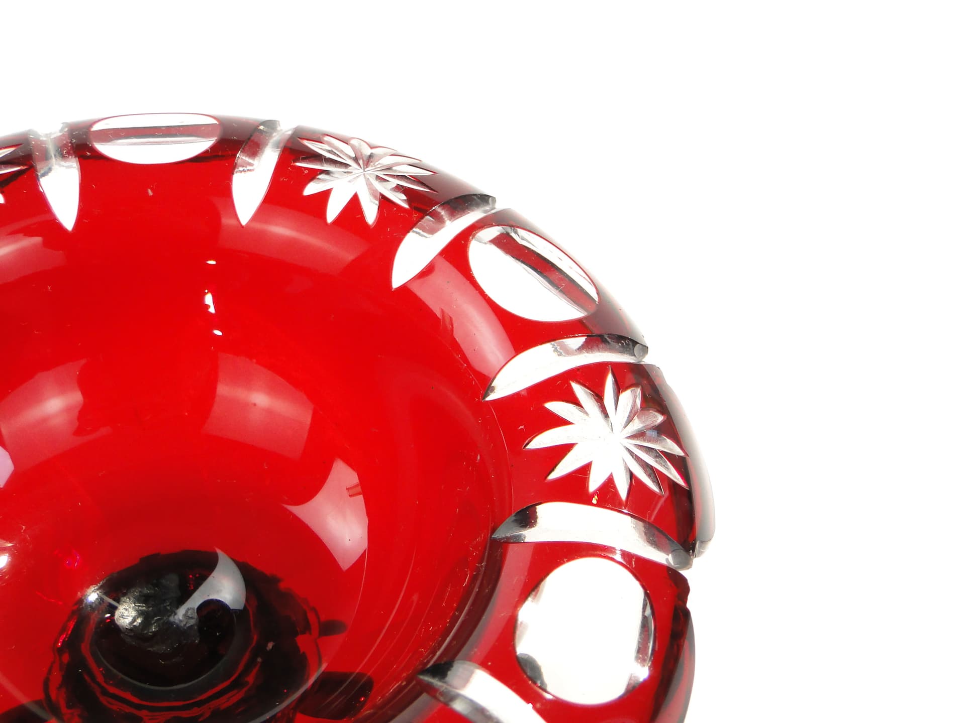 Patera szklana art déco, rubinowa, szkło, Polska, lata 40. - 184956