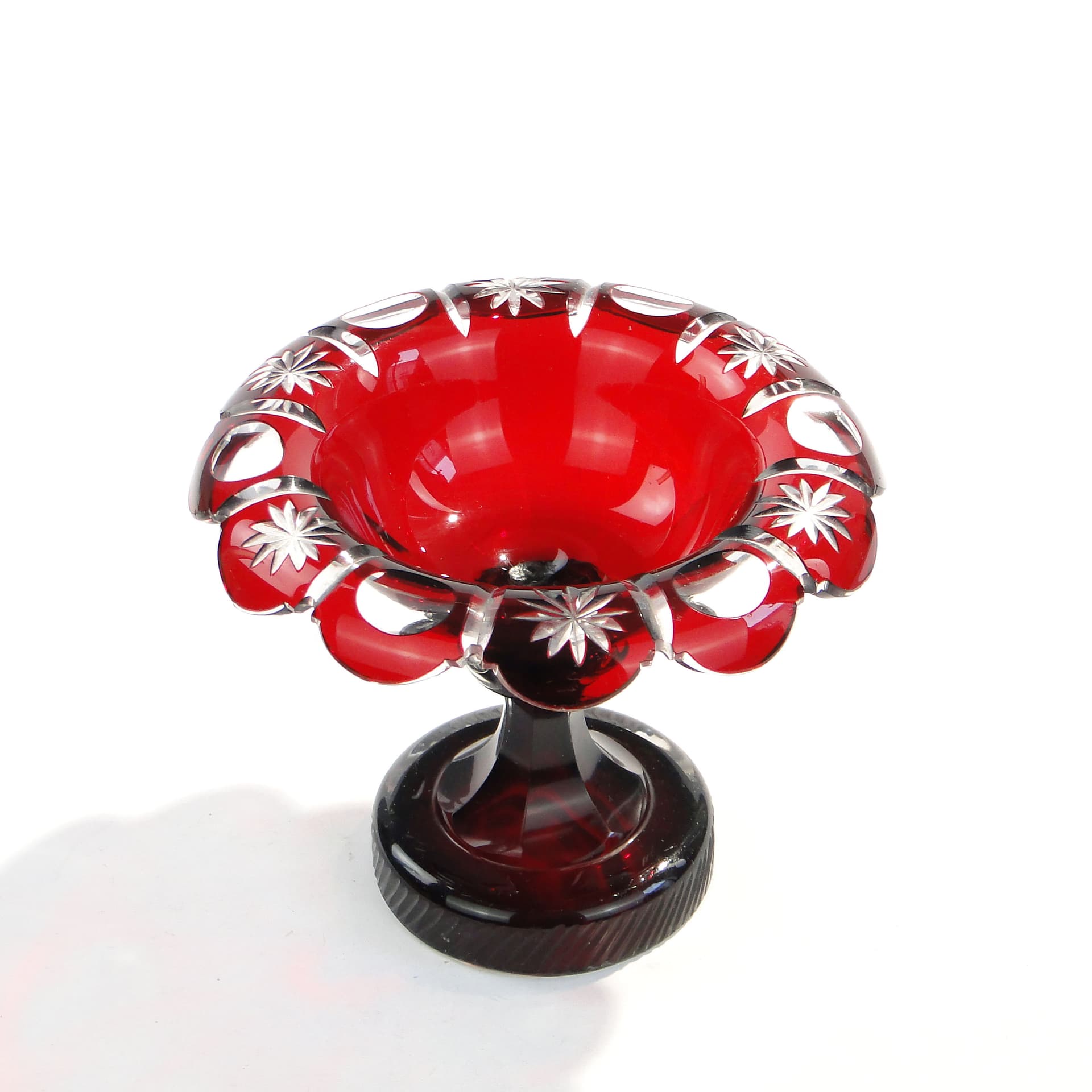 Patera szklana art déco, rubinowa, szkło, Polska, lata 40. - 184954