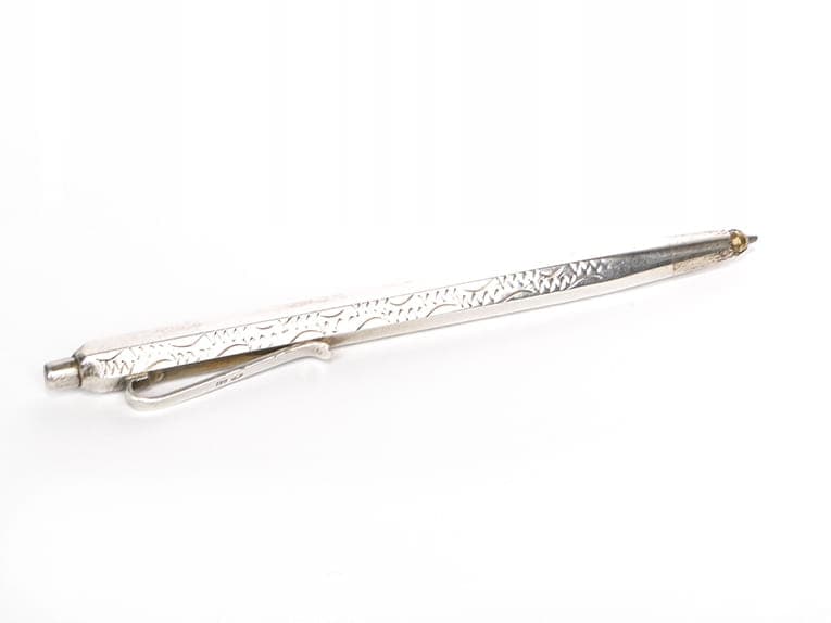 Mechanical Pencil Engraved, silver, metal, Orno Warsaw, Poland, 1950s