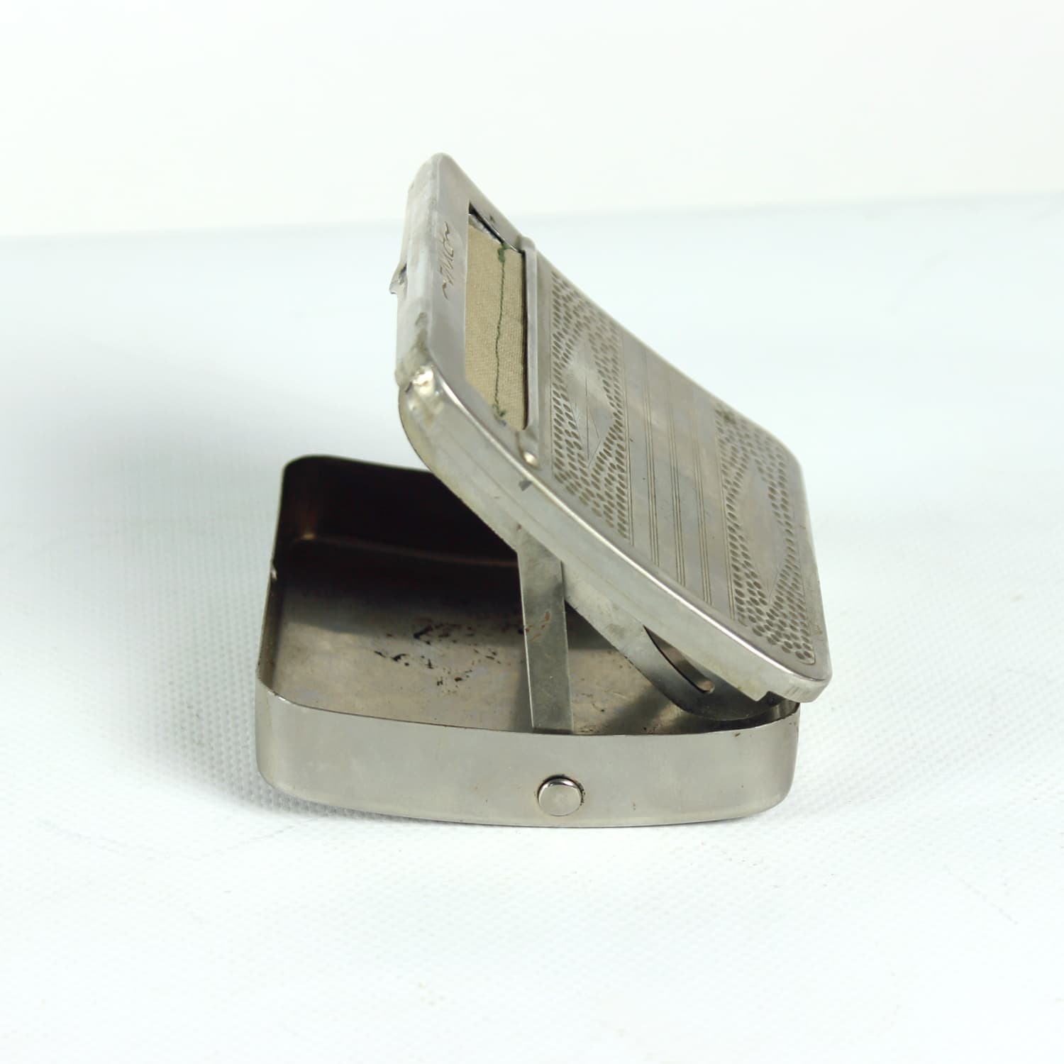 Dyspenser do papierosów, srebrny, metal, Czechosłowacja, lata 50. - 185036