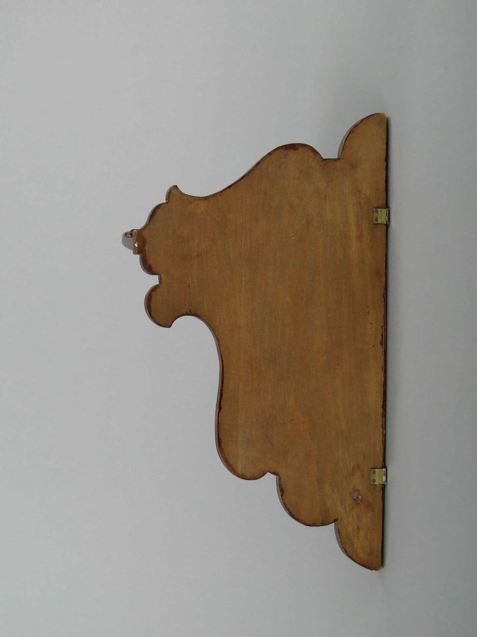 Półka narożna secesyjna, orzech brąz ciemny, Polska, lata 20. - 12876