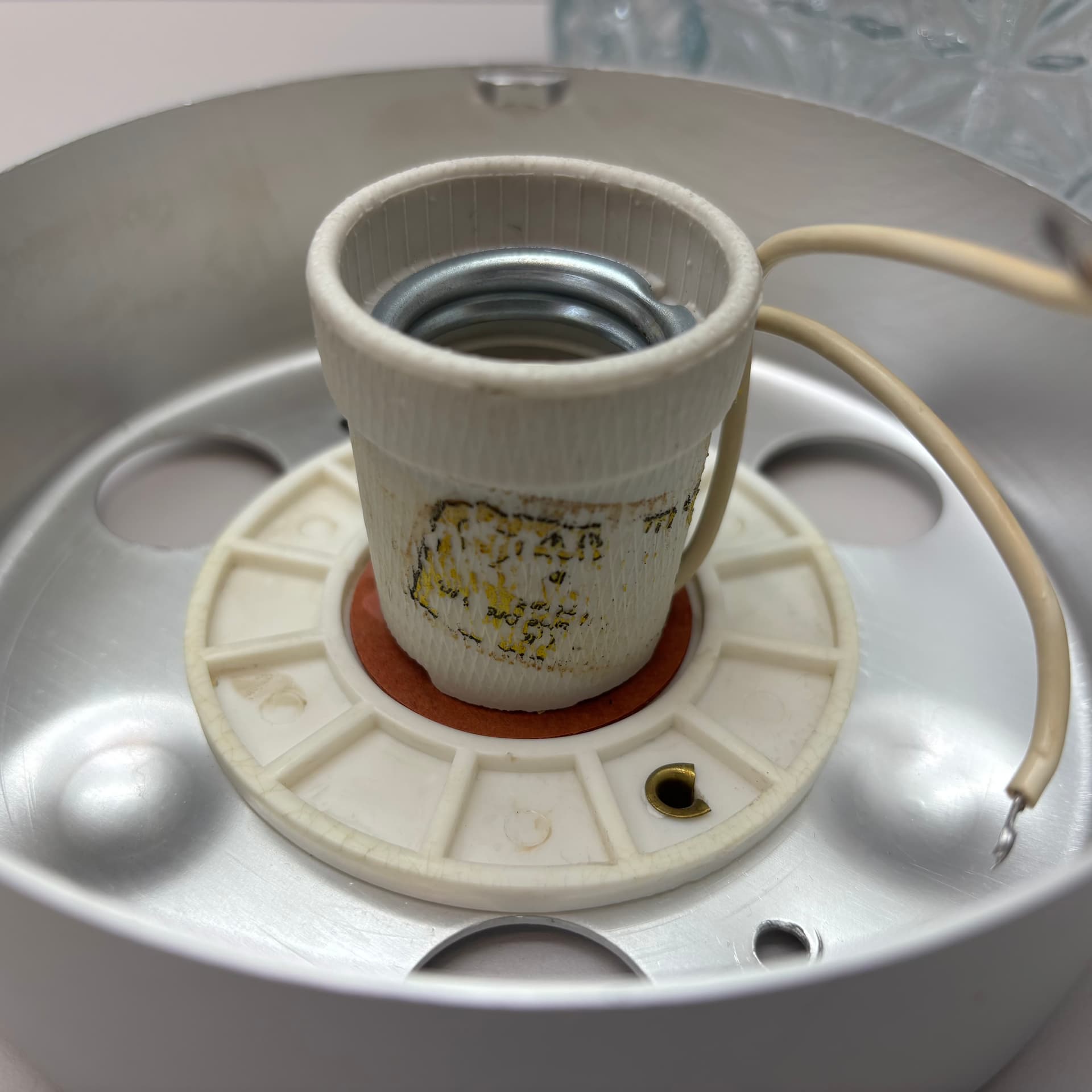 Plafon, turkusowe szkło, aluminium szczotkowane, Niemcy, lata 80. - 185118