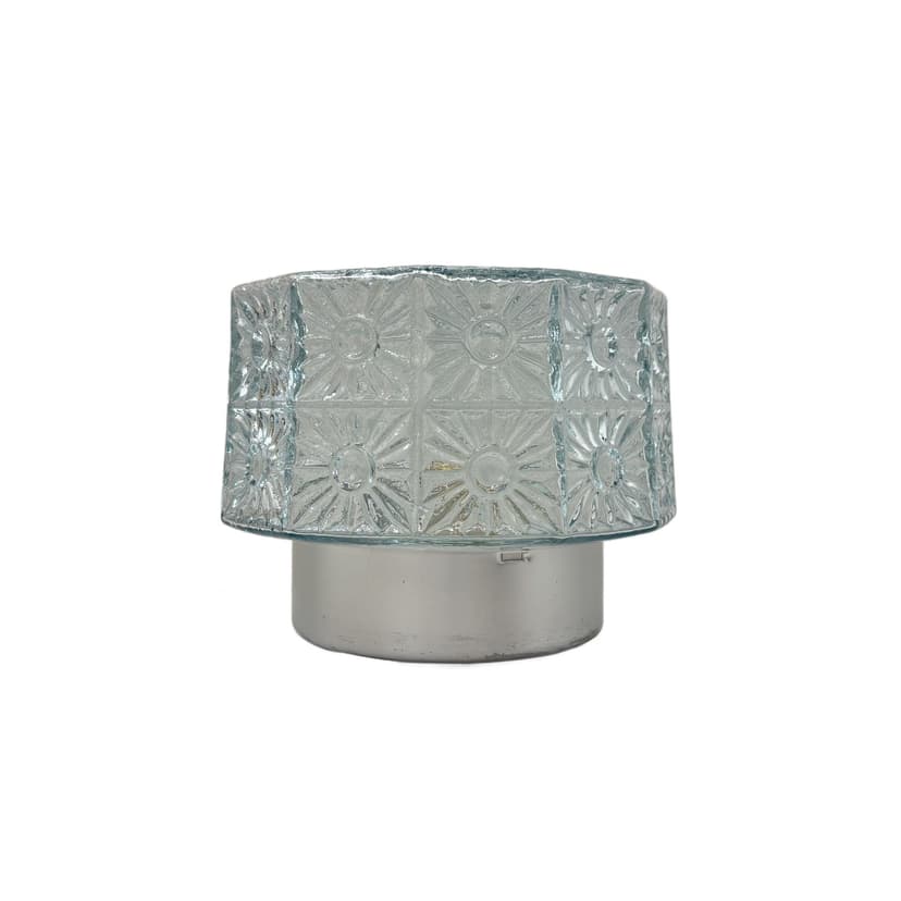 Plafon, turkusowe szkło, aluminium szczotkowane, Niemcy, lata 80.