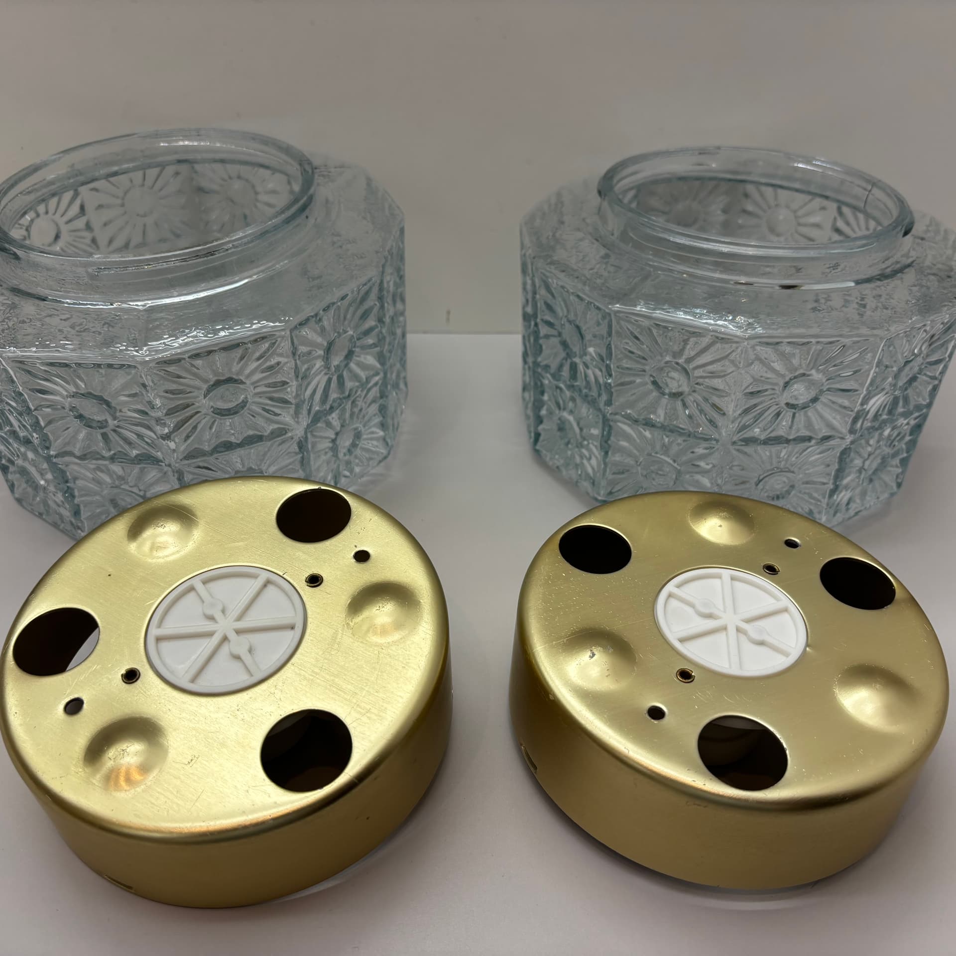 Para kinkietów, transparentne szkło, aluminium złoty, Niemcy, lata 80. - 185137