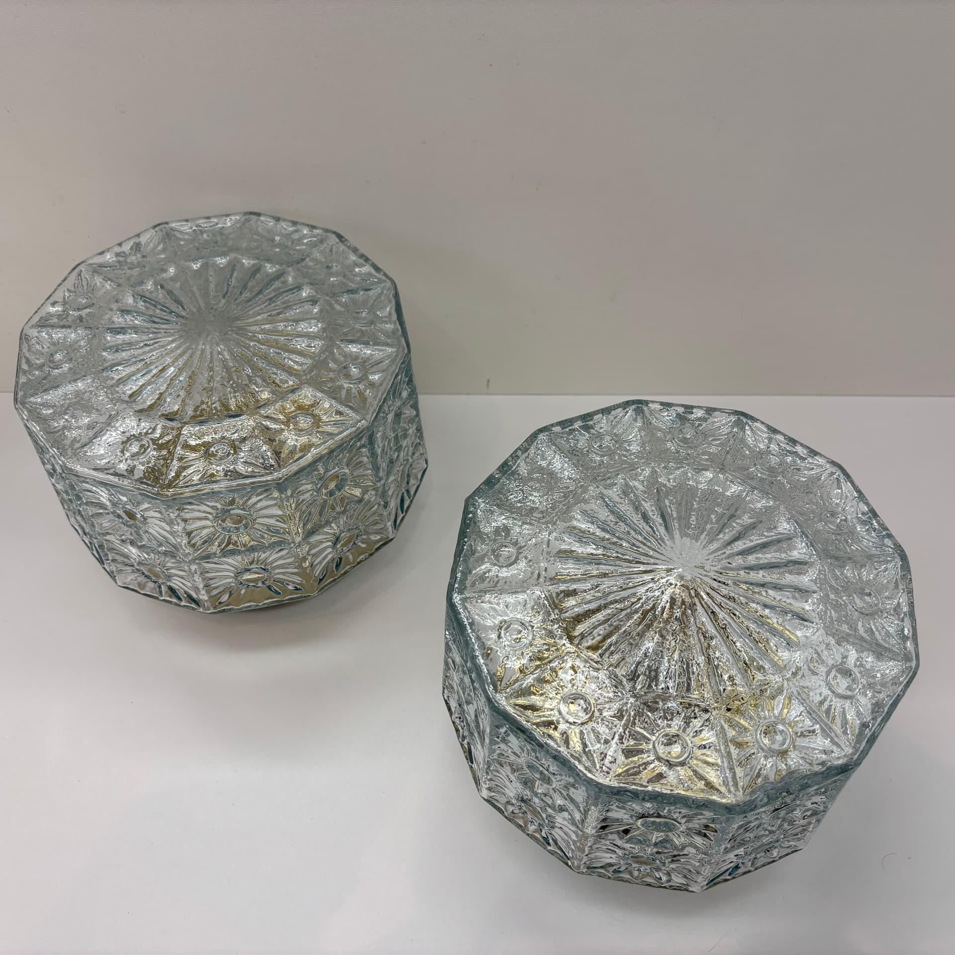 Para kinkietów, transparentne szkło, aluminium złoty, Niemcy, lata 80. - 185143