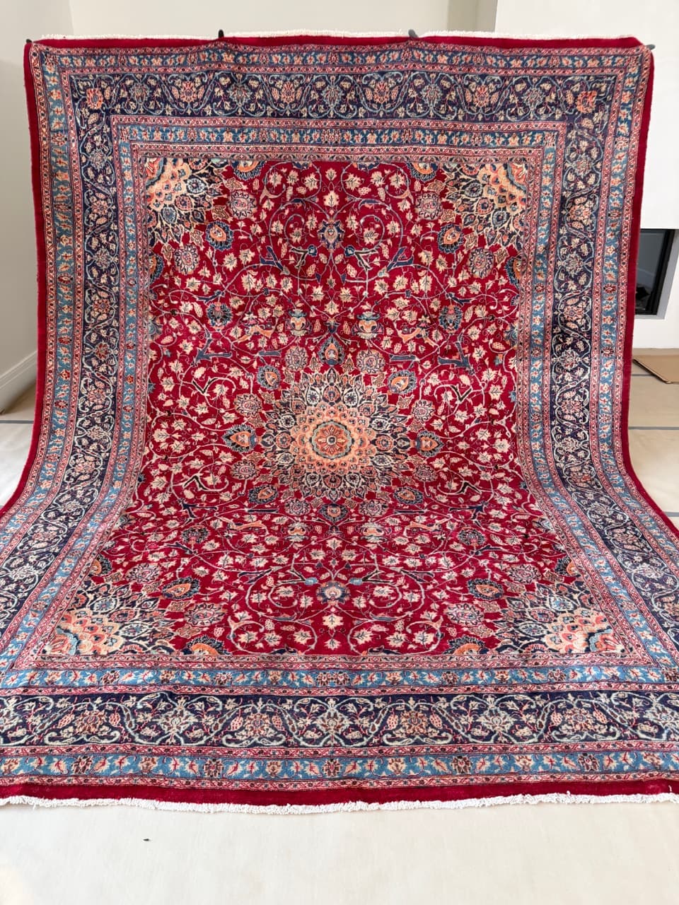 Dywan Keshan 390x300 cm, czerwony, wełna, Iran - 185162