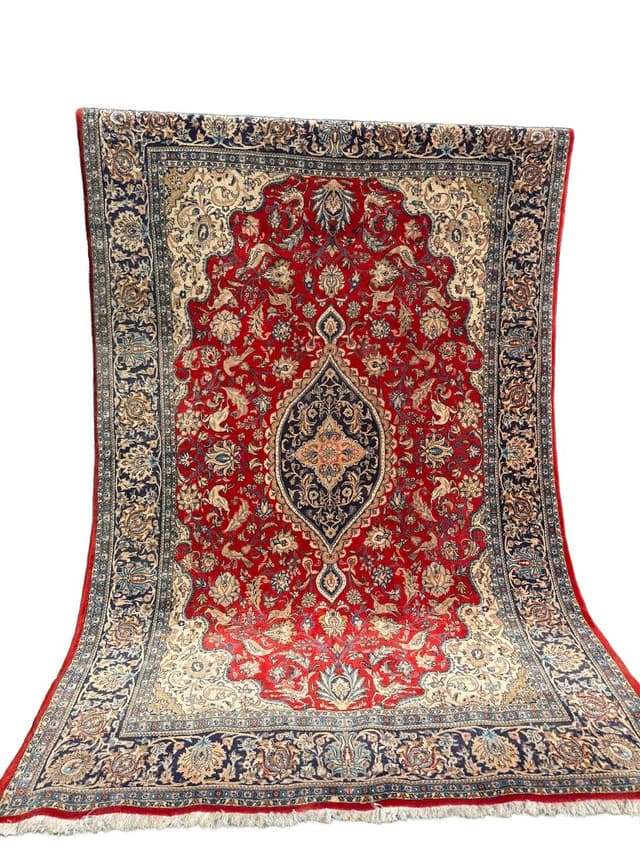 Dywan Goum 300x200 cm, czerwony, wełna, Iran, lata 90. - WYMIARY