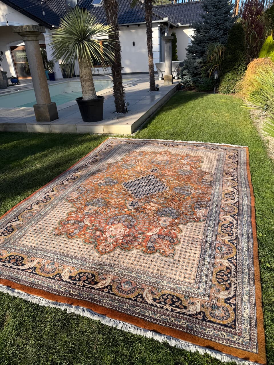 Rug Goum 350x250 cm, multicolor wool, India, 1990s. - 185199