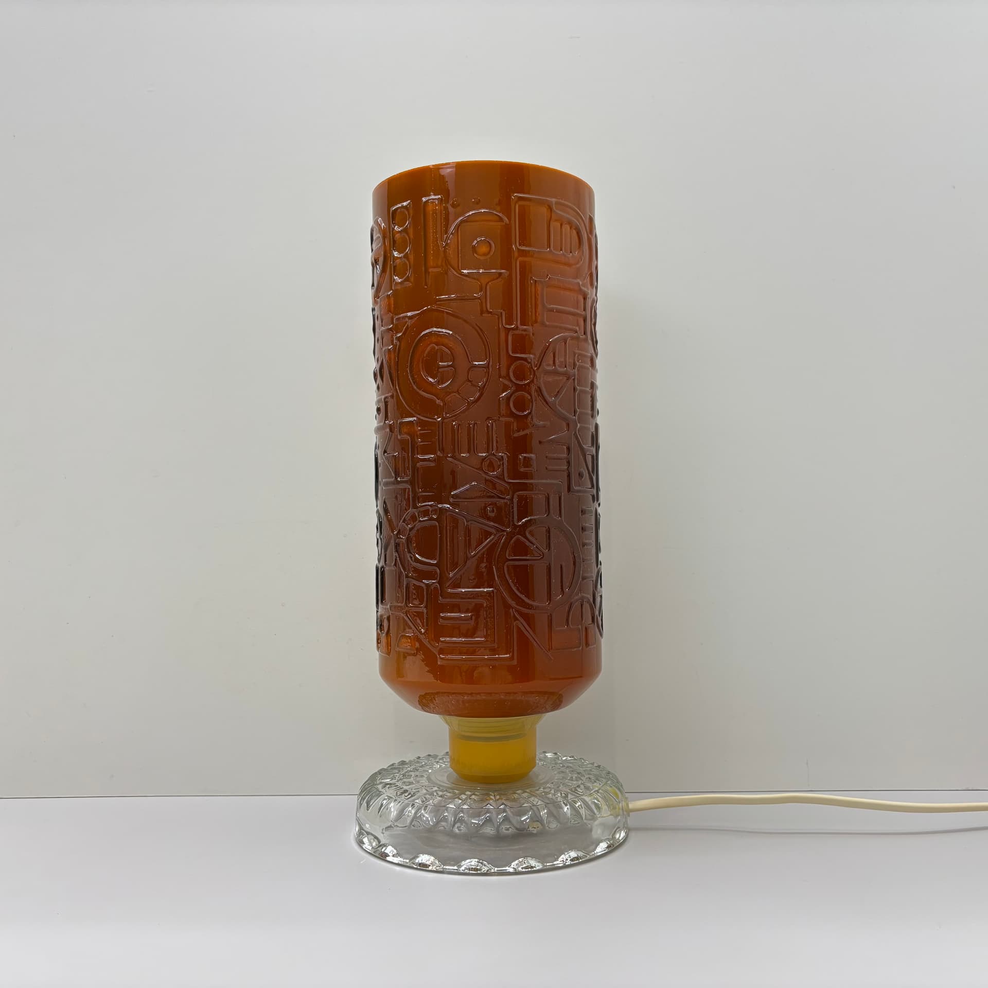 Lampa stołowa, space age, pomarańczowy, szkło, Niemcy, lata 70. - 185206